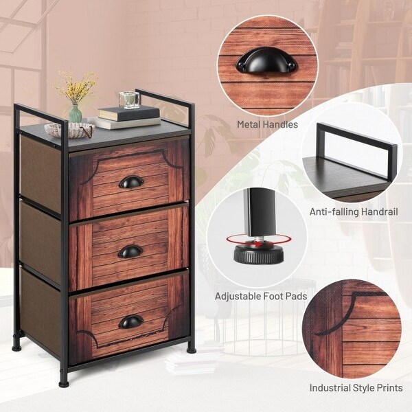 Global Pronex Practical And Simple 3 Drawer Fabric Dresser Storage Tower Nightstand - - 35989942