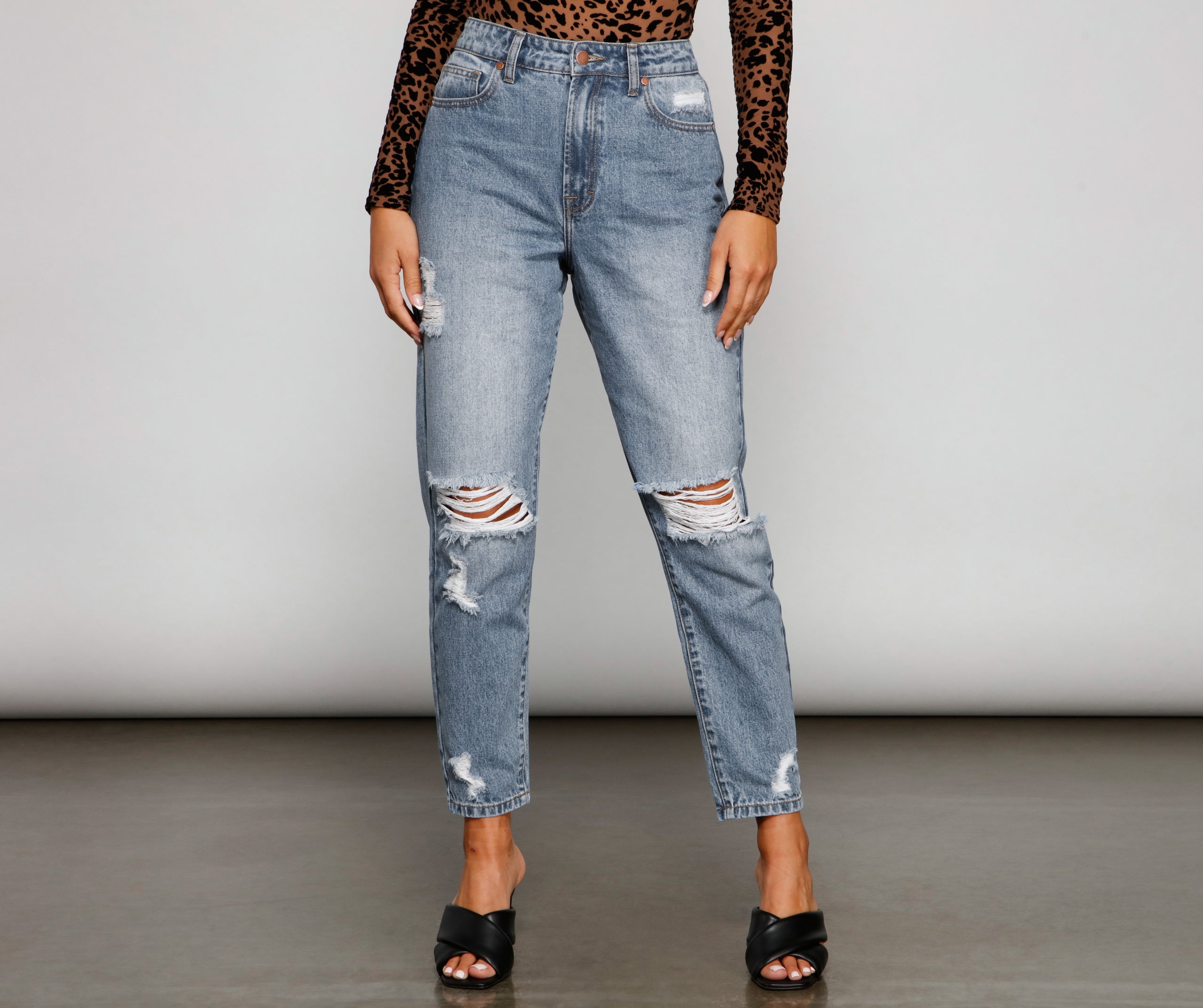 Ella High-Rise Destructed Cropped Jeans