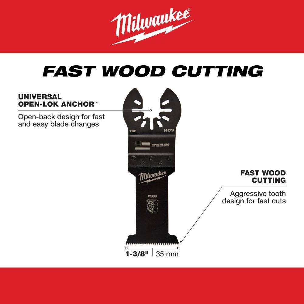 MW 1-38 in. High Carbon Steel Universal Fit Wood Cutting Multi-Tool Oscillating Blade (3-Pack) 49-25-1103