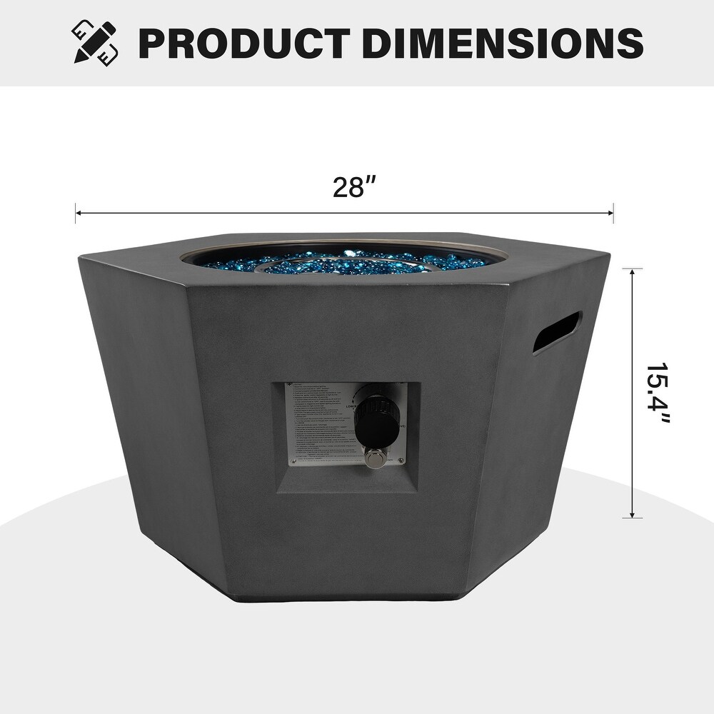 28 Inches Hexagonal 40000 BTU Hexagonal Concrete Propane Fire Pit Table