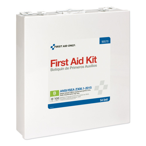 First Aid Only Unitized ANSI 2015 Compliant Class B Type III First Aid Kit for 100 People， 217 Pieces， Metal Case (90570)