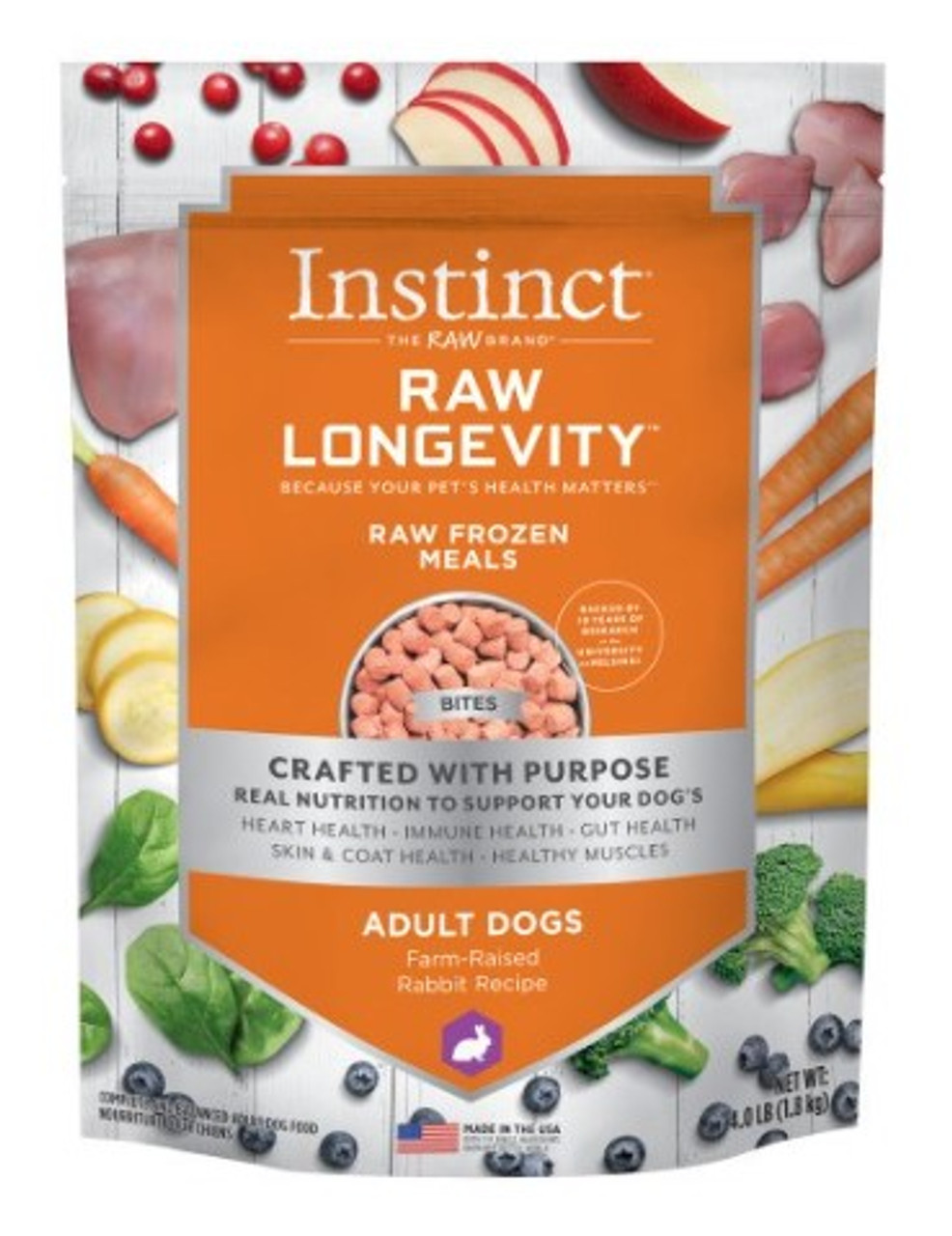 Nature's Variety Instinct Raw Bites Rabbit Formula Raw Frozen Dog Food 4 lb