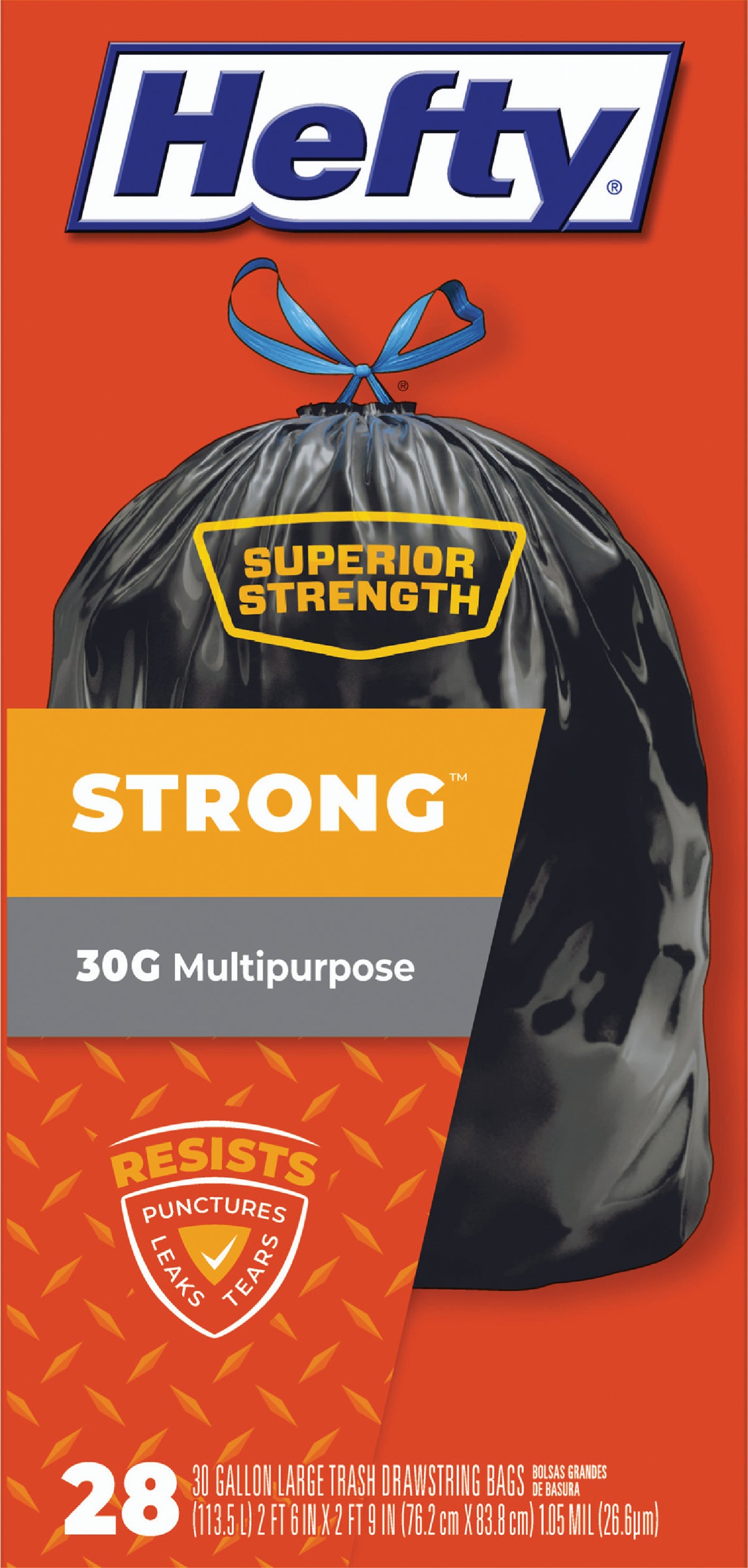 Hefty Strong Large Trash Bag 30 Gal. Black