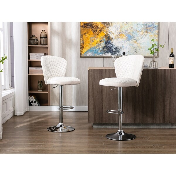 Set of 2 Bar Stools with Back and Footrest Counter Height Dining Chairs