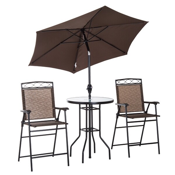 Outdoor Dining Table With Adjustable Table Umbrella，Outdoor Ready Set，Patio Dining Set