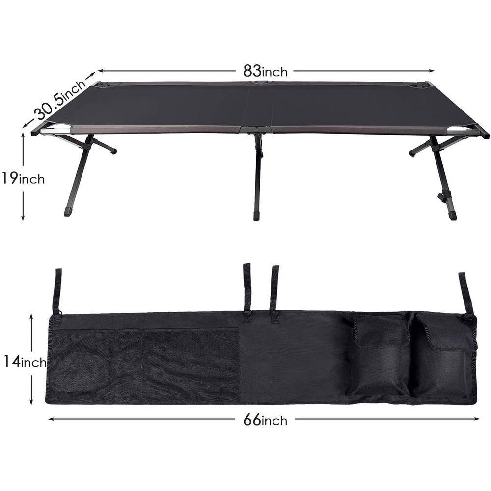 Portal 83 in. Steel Heavy Duty Black Folding Camping Cot PR-BD630-82701L-BLK