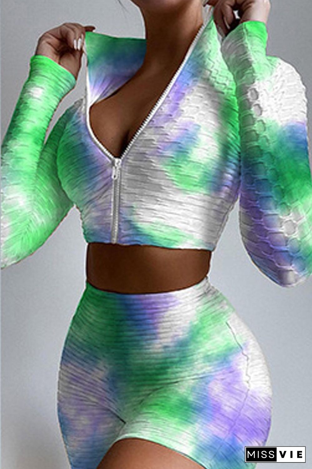 Tie Dye Print Sport Shorts Two Piece Suits