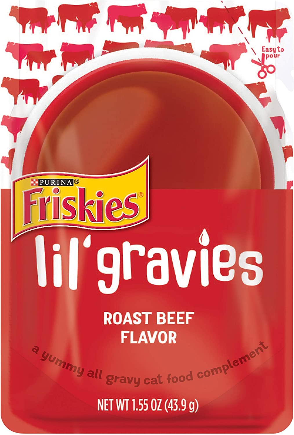 Purina Friskies Lil' Gravies Roast Beef Flavor Cat Food Complement - (16) 1.55 oz. Pouches