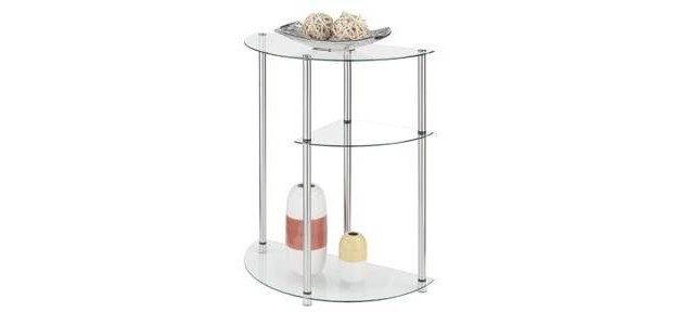 Classic Glass 3 Tier Display Entryway Table Clear Glass Breighton Home