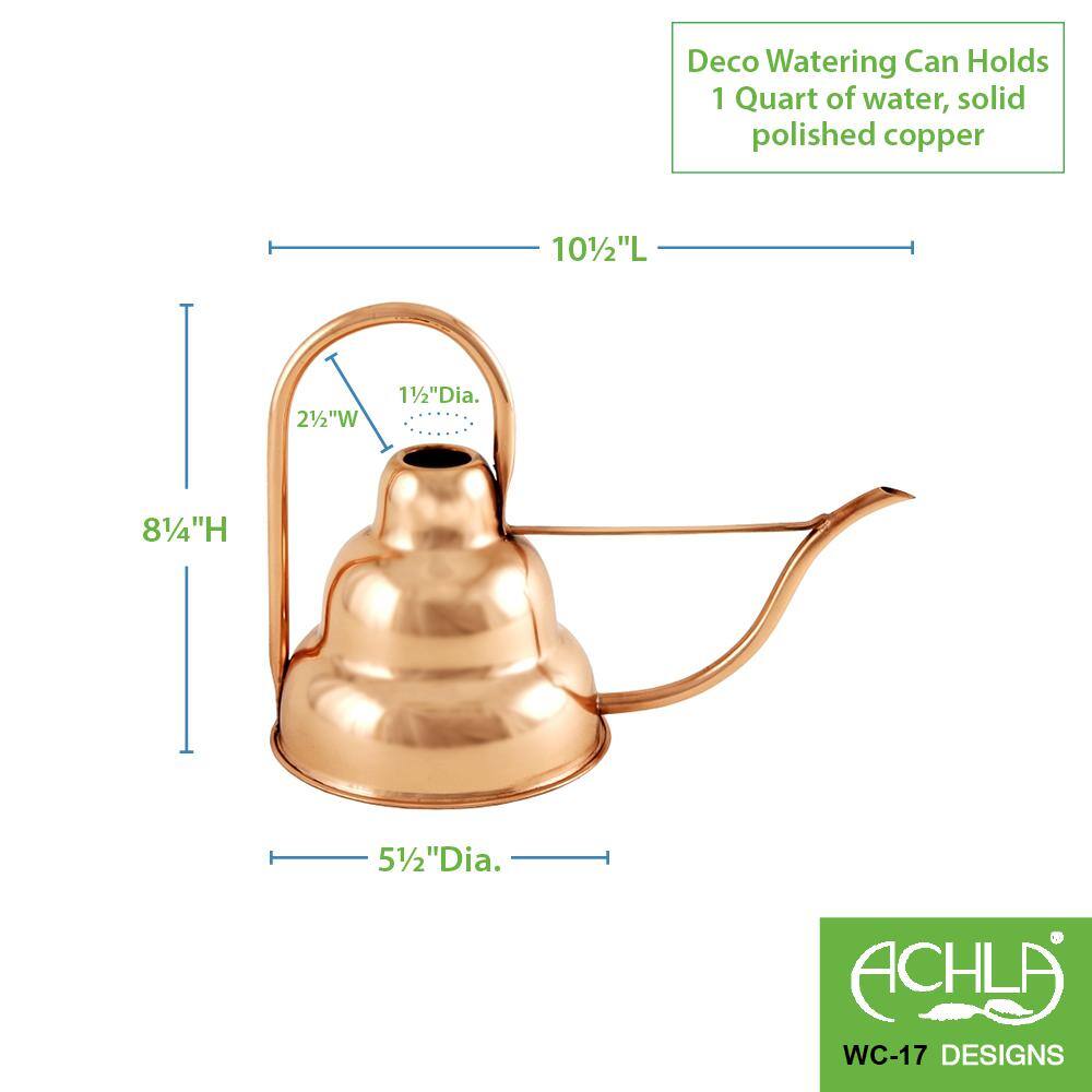 Achla Designs 8.25 in. Tall Copper Plated 3-Tiered Modern Deco Watering Can WC-17