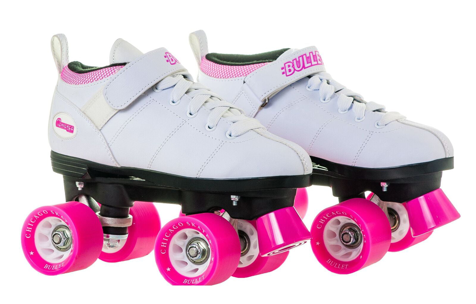 Chicago Skates Ladies Bullet Speed Skates White Classic Quad Roller Skate， Sizes 1-10