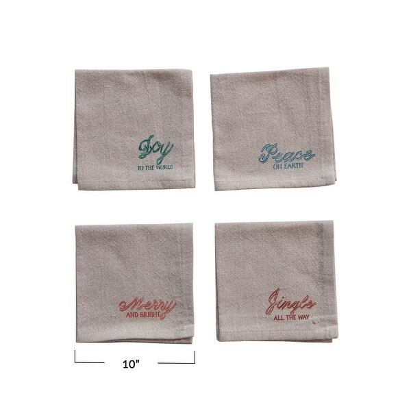 Holiday Cotton Chambray Cocktail Napkins，Set of 4