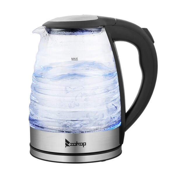 1.8L Stainless Steel Electric Kettle， Borosilicate Glass Kettle