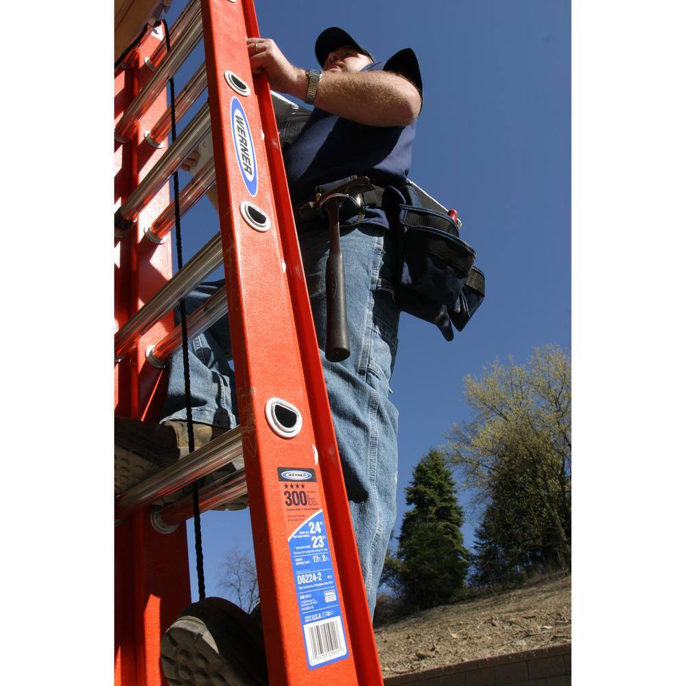 Werner 32 ft. Fiberglass Extension Ladder with 300 lbs. Load Capacity Type IA Duty Rating D6232-2