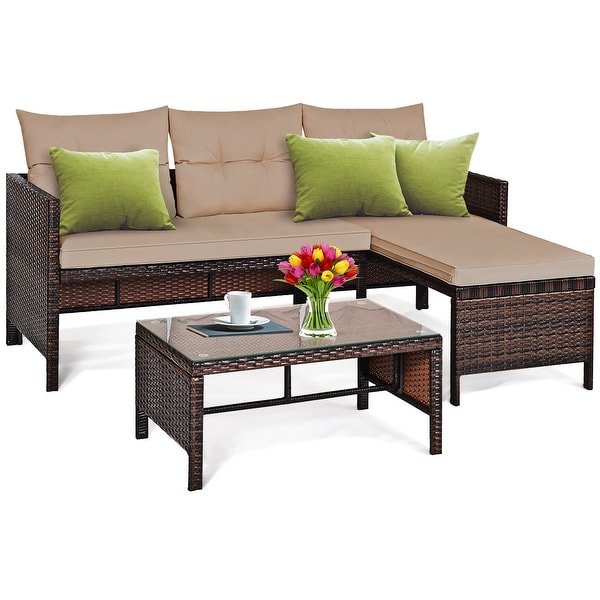 Costway 3PCS Outdoor Rattan Sofa Set