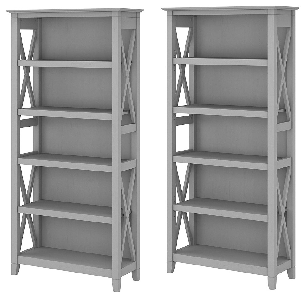 Classic Tall Bookcase  5 Open Shelves With X Shaped Sides   Transitional   Bookcases   by Decor Love  Houzz