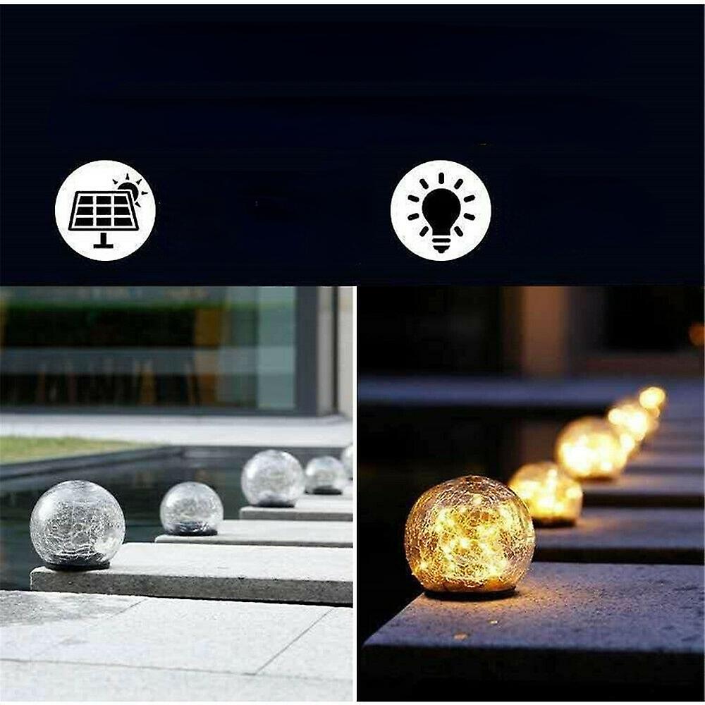 Outdoor Solar Ball Led Light Garden Grained Glass Waterproof