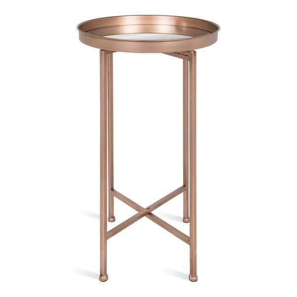 Kate and Laurel Celia Round Metal Foldable Tray Accent Table