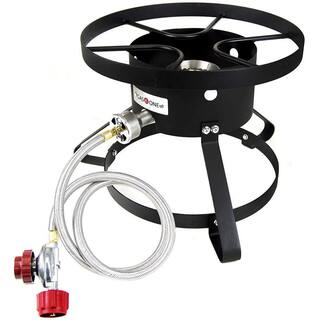 GASONE Outdoor Propane Outdoor Cooker with Propane Burner Regulator and Steel Braided Hose Red QCC B-5150-RED-H