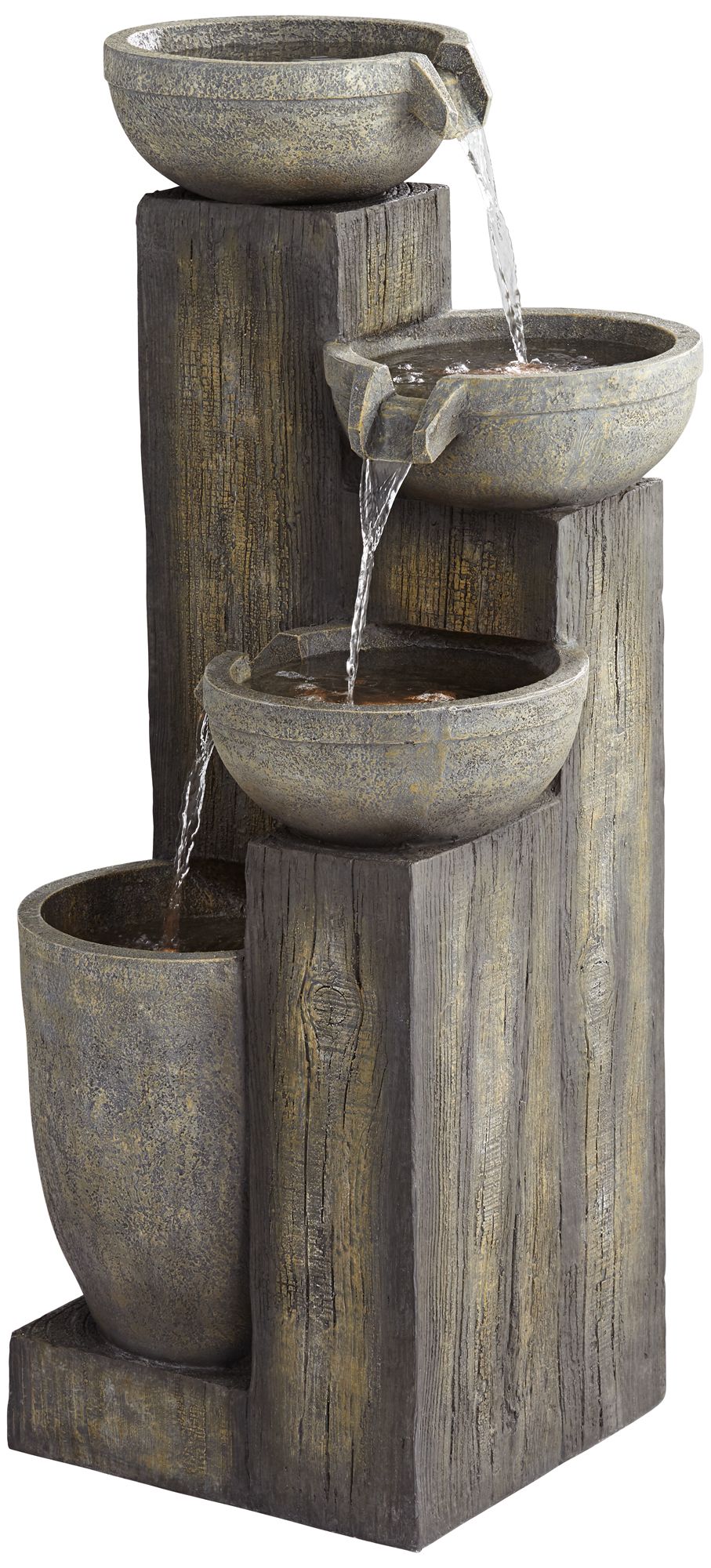 John Timberland Rustic Outdoor Floor Water Fountain with Light LED 40 1/2