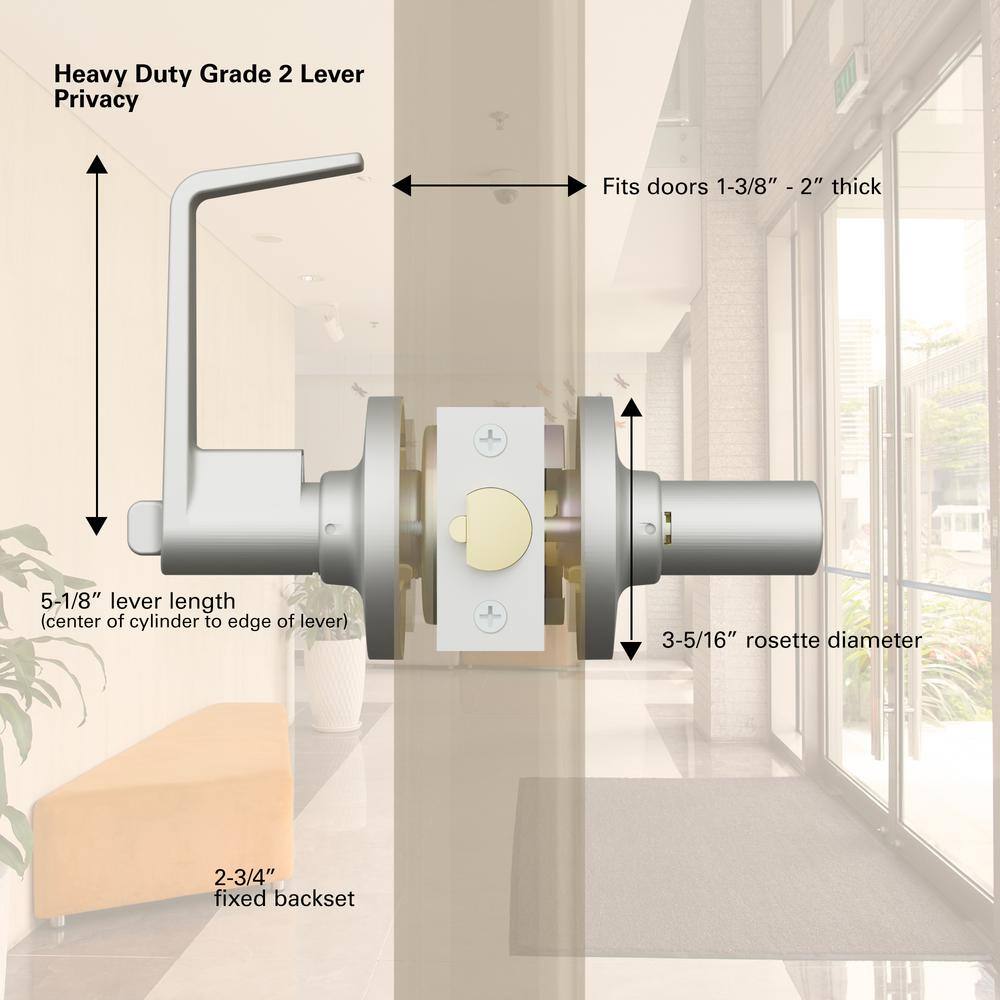 Universal Hardware Universal Hardware Heavy Duty Commercial Cylindrical Privacy (bedbath) Lever ADA UL 3-Hr Fire ANSI Grade 2 Satin Chrome UH40018