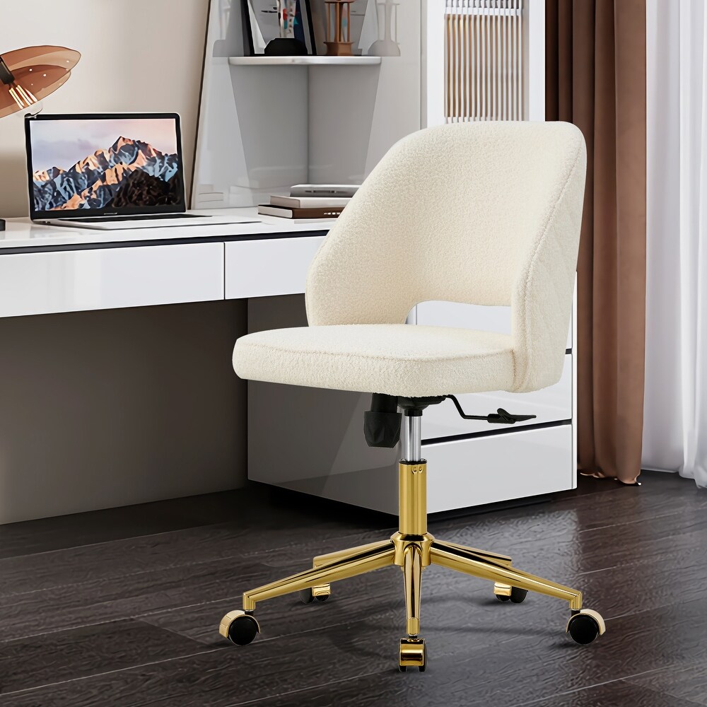 Velvet Office Chairs  Adjustable 360 °Armless Swivel