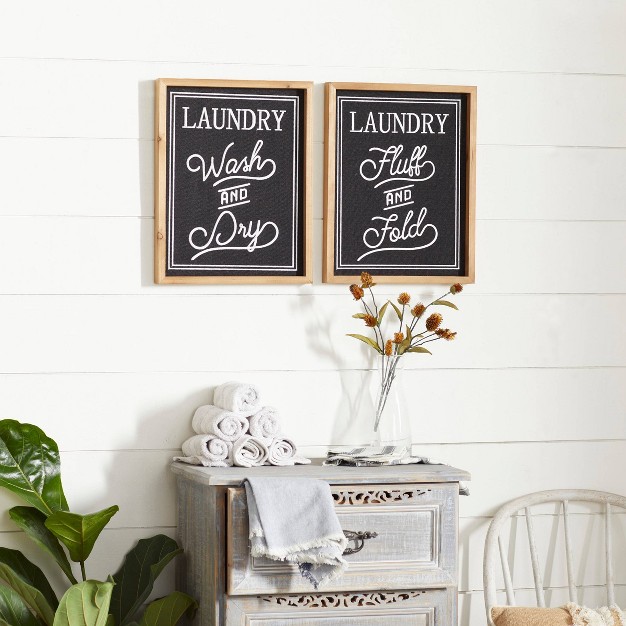 Farmhouse Linen Laundry Sign Wall Decor Set Of 2 Black Olivia amp May