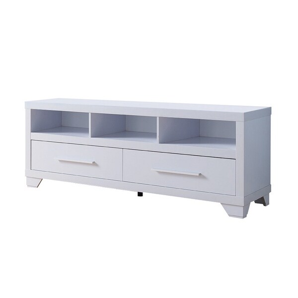 72 Inch Modern TV Entertainment Console with 2 Drawers and 3 Shelves， White