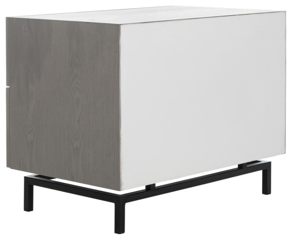 Chey Mid Century Scandinavian Lacquer Two Drawer Cabinet Grey/ Black   Modern   Accent Chests And Cabinets   by Virgil Stanis Design  Houzz