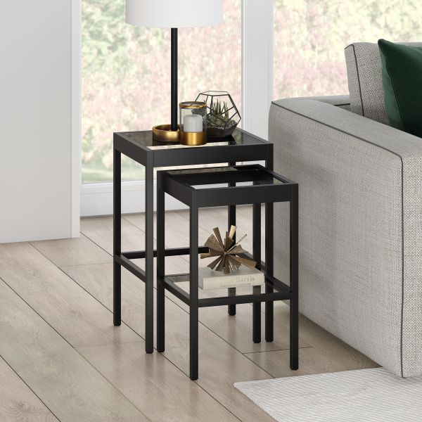 Alexis Rectangular and Square Nested Side Table in Blackened Bronze