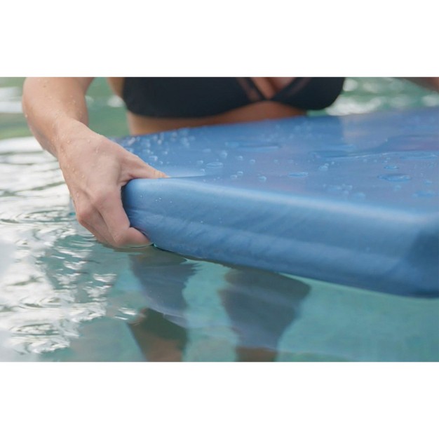 Thick Vinyl Coated Foam Pool Lounger Swim Float Mat With Roll Pillow For Head And Neck Support