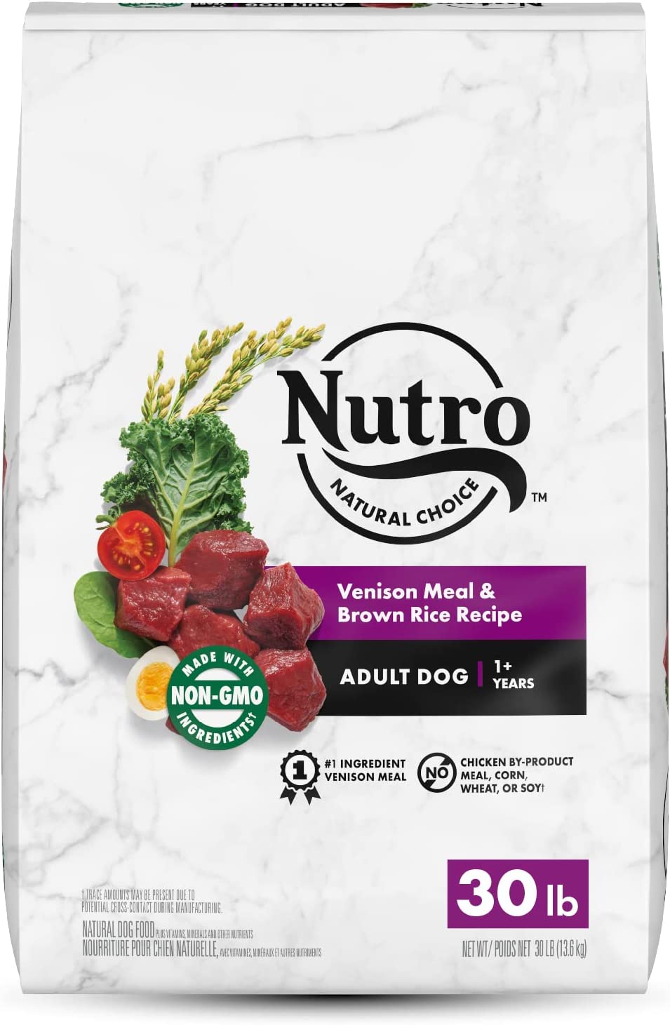 NUTRO NATURAL CHOICE Adult Dry Dog Food Venison Meal and Brown Rice Recipe 30 Pound (Pack of 1)