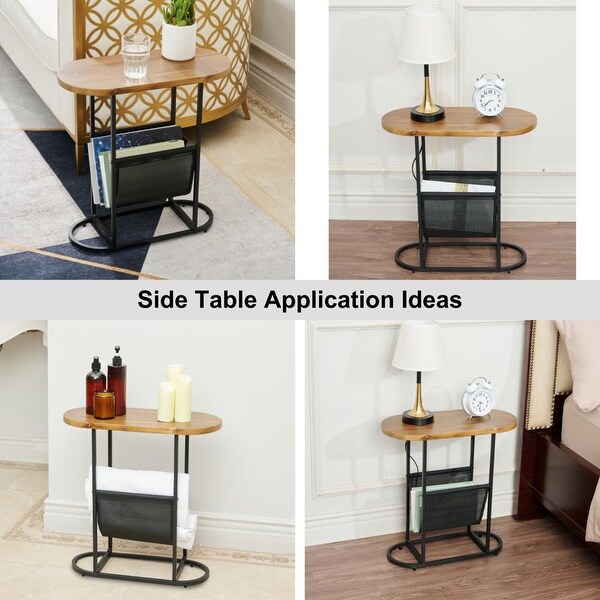 Set of 2 Small Side Tables With Magazines Organizer Storage Space