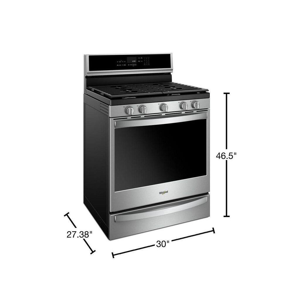 Whirlpool 5.8 cu. ft. Smart Gas Freestanding Range in Fingerprint Resistant Stainless Steel with EZ-2-LIFT Grates WFG975H0HZ