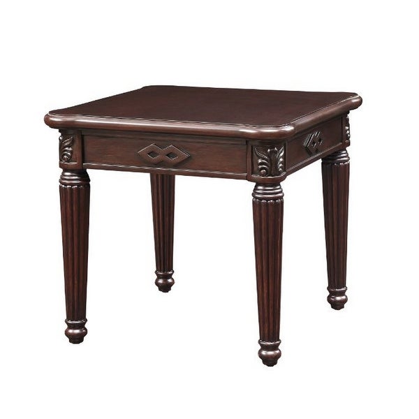 End Table with Traditional Style and Turned Legs， Espresso Brown