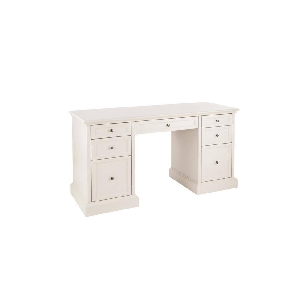 Home Decorators Collection Royce 61 in. Rectangular Polar Off-White Executive Desk SK19051Ar2-PW