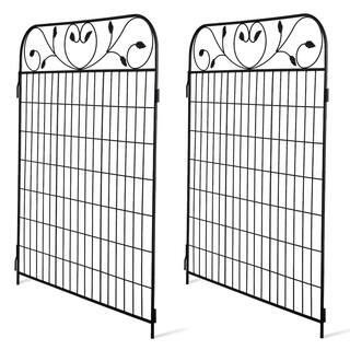 FENCY 44 in. Black Galvanized Metal Decorative Outdoor Garden Border Fence HD-A-HW89014