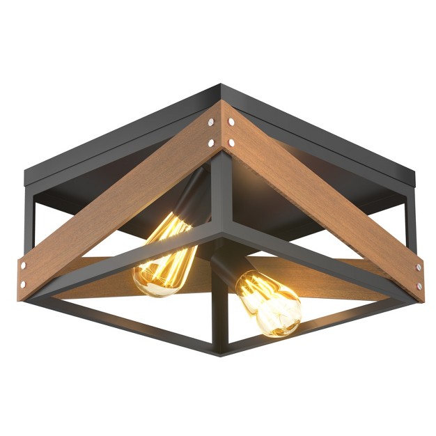 Tangkula Ceiling Lamp Adjustable Flush Mount Ceiling Light With Iron Square Lamp Shade