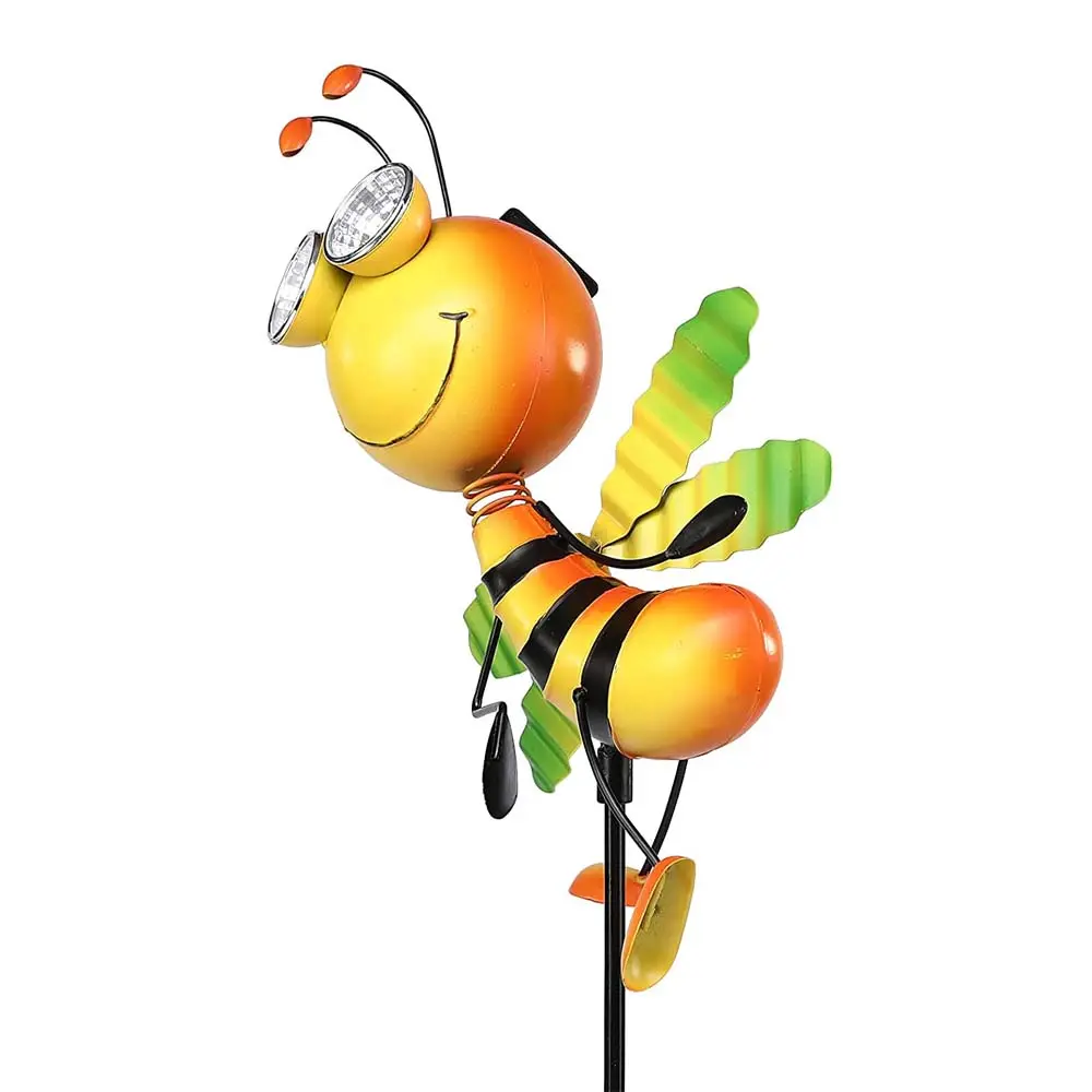 Outdoor Funny Solar Garden Waterproof Metal Bee Garden Stake For Yard Landscape Gifts Decorations