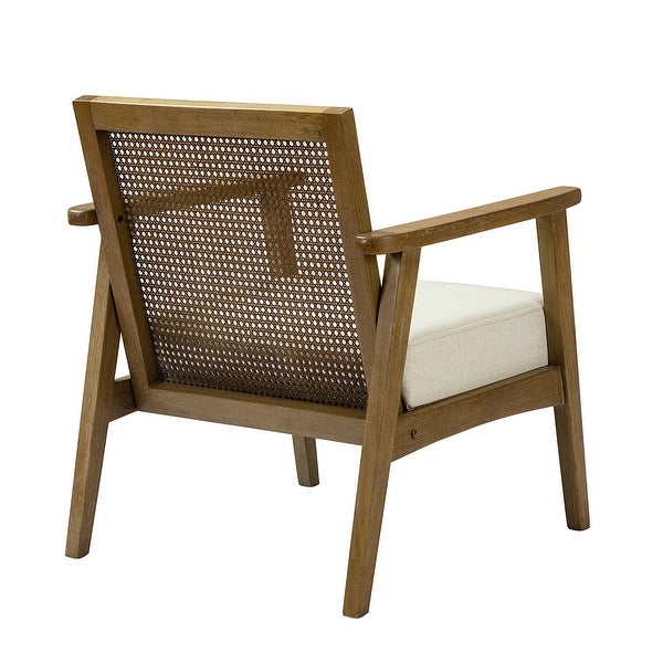 Wood Armchair with Rattan Back and Unique arm design for the Living Room， Office， Bedroom