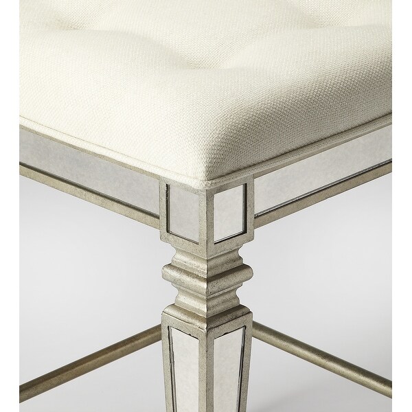 Butler Celeste Transitional Square Mirrored Counter Stool - Silver - N/A