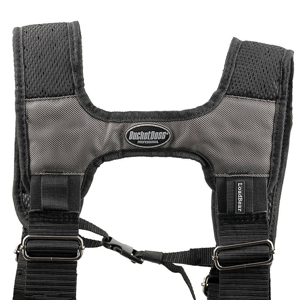 BUCKET BOSS 3-Bag Framer's Suspension Rig Work Tool Belt with Suspenders in Gray 55185