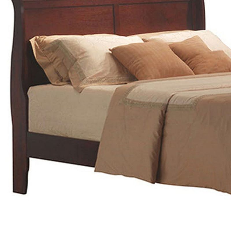 Traditional Style Twin Size Wooden Sleigh Bed， Cherry Brown