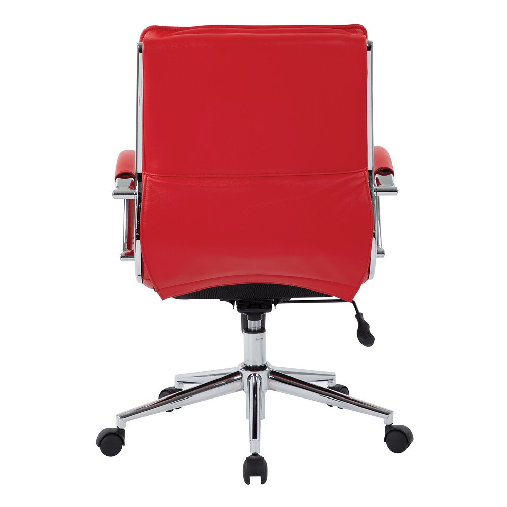 Faux Leather Chair/ Chrome Base Mid back Professional Managers Chair w/ Removable Sleeves