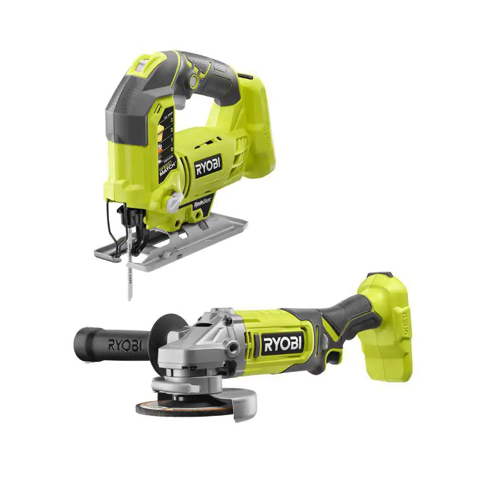 RYOBI P5231-PCL445B ONE+ 18V Cordless 2-Tool Combo Kit with Jig Saw and 4-1/2 in. Angle Grinder (Tools Only)