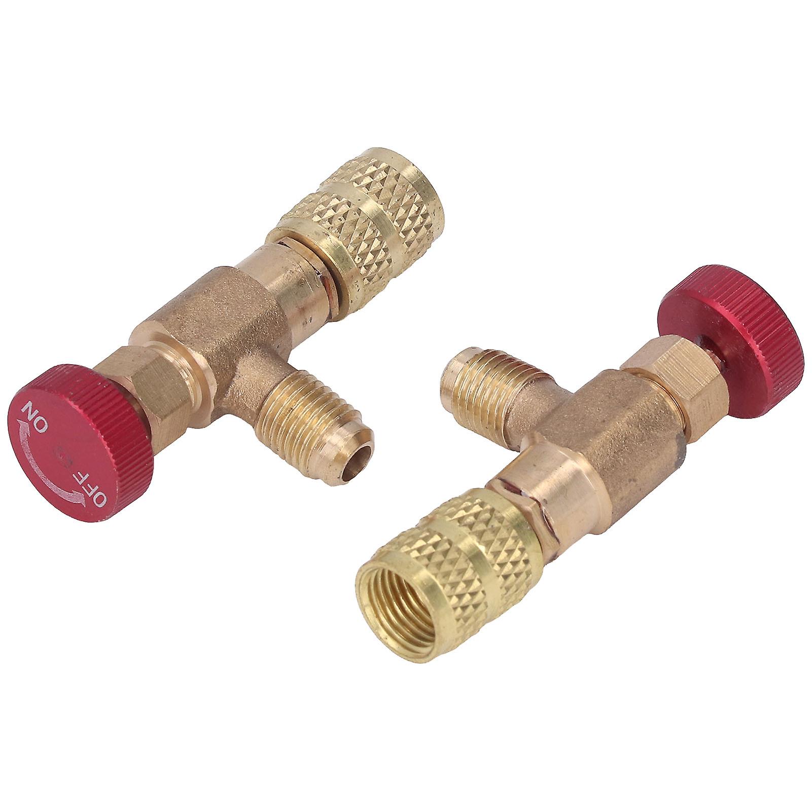 2pcs Refrigeration Control Valve 1/4sae Male Thread 5/16sae Female Thread Refrigerant Charging Valve Adapter For R410a