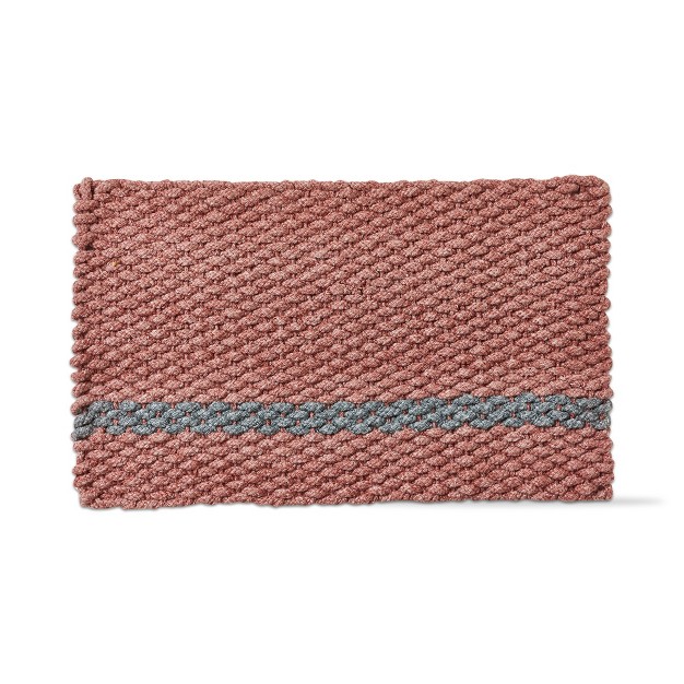 Handwoven Doormat Blush Striped Rectangle Indoor And Outdoor Polypropylene Door Welcome Mat Red