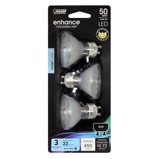 Feit Electric 50-Watt Equivalent MR16 GU10 Dimmable Recessed Track Lighting 90+ CRI Frosted Flood LED Light Bulb Daylight (3-Pack) BPMR16IFGU500950CA3