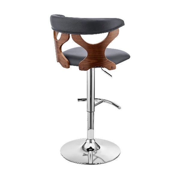 Adjustable Barstool with Curved Cut Out Wooden Back - 20 L X 20 W X 43 H Inches