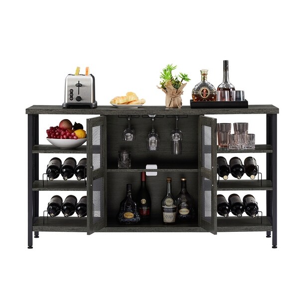 Industrial Wine Bar Sideboard with Wine Racks